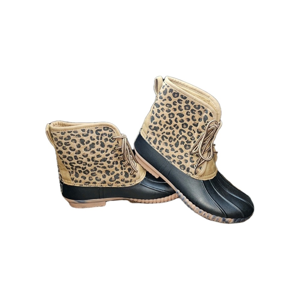 MarleyLilly Animal Print Rain Boots Size 9 Lace Up Winter Snow‎ Boots  Pre-loved